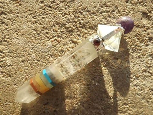 Quartz Bonded 7 Chakra Crystal Healing Wand With Double Terminated Quartz Top