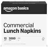 Amazon Basics 1-Ply White Disposable Lunch Napkins for Restaurants and Events, Party Napkins, 250 Napkins per Pack (12 Packs), 12 x 12 Sheet (Previouly AmazonCommercial)