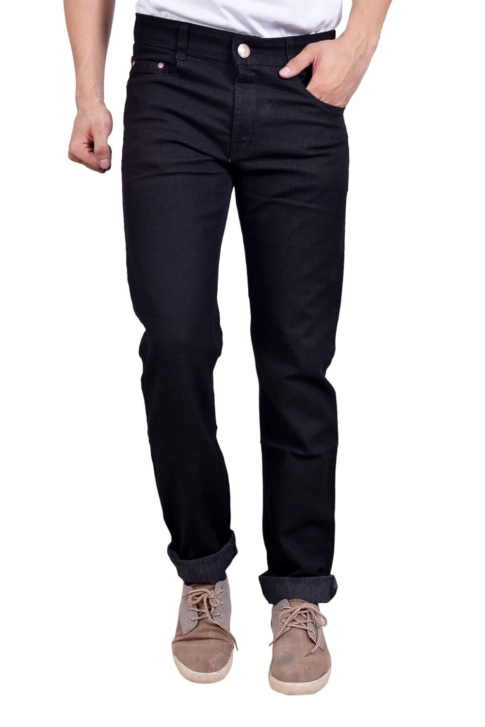 studio nexx men's black regular fit jeans