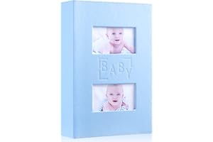 Ywlake Baby Boy Photo Album 4x6 300 Pocket Pictures, Leather Cover Newborn Shower Boy Bebe Album Holds 300 Horizontal Pictures Blue