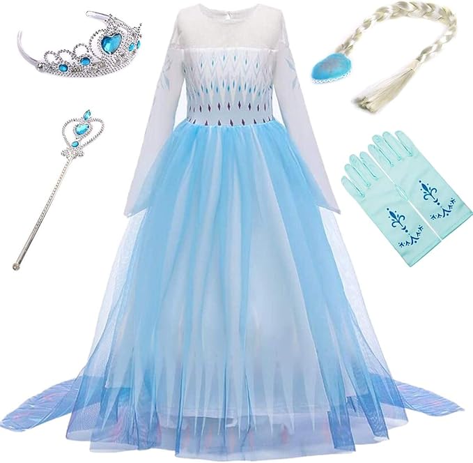 Eisprinzessin Kostüm Set Für Mädchen - Komplettset Mit Diadem, Handschuhen & Zauberstab