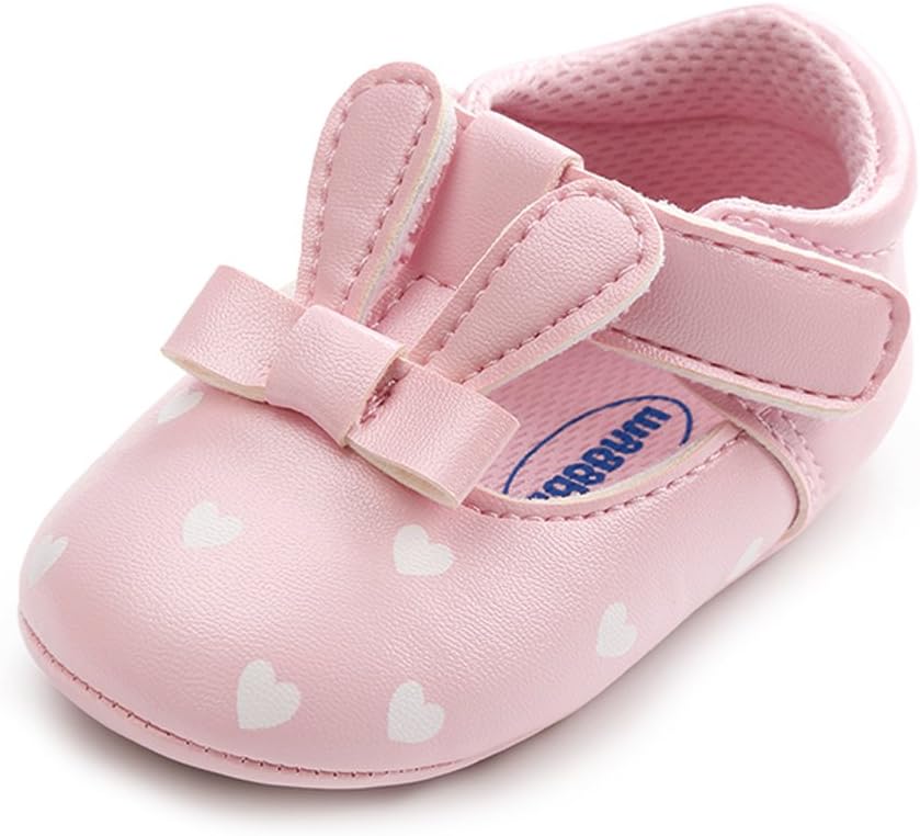 Antheron Baby Girls Mary Jane Flats with Bowknot Non-Slip Toddler First Walkers Princess Dress Shoes