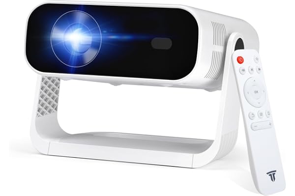 Wielio 2026 Smart Projector Android 14/TV with WiFi 6 and Bluetooth 5.0 Built in 1000+ Apps 210 ANSI Portable Bedroom Mini Movie Projector Auto Keystone & Zoom-black-and-white
