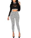 Mycherish Women's Sexy Long Sleeve Geometric Print