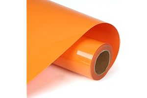 SHOMKIEE HTV Orange Heat Transfer Vinyl Rolls 12 Inch by 5 feet Roll Iron on DIY for T-Shirt Easy to Cut & Weed for Heat Vinyl Design Glossy (5Ft, Orange)