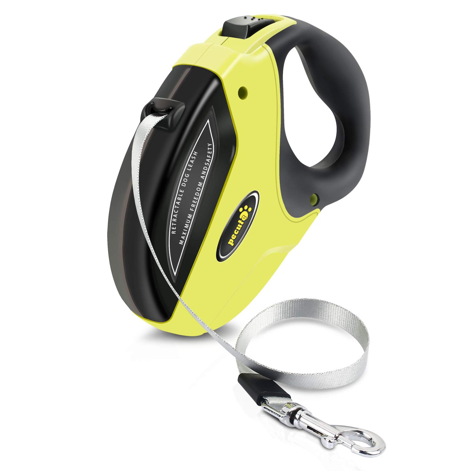 Pecute Retractil Correa de Perro con un Botón de Freno & Lock Correa Extensible Cuerda de Nylon Resistente y Duradero Extensible Hasta 5M de Libertad y Protección Soporta Mascotas Hasta 50KG Color Verte+Negro