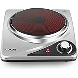 CUKOR Electric Single Hot Plate/Portable Stovetop,1200W Infrared Single Burner for Cooking, Heat-up In Seconds, 7.1 Inch Cera