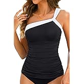 Women's Swimsuit Tankini Top Only - One Shoulder Swim Top Tummy Control Bathing Suit No Bottom 2025 Swimwear