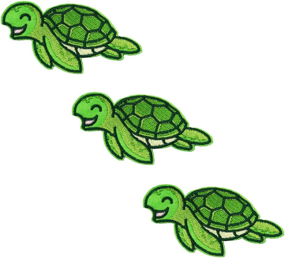 Mixed Media - Set of 3 Sea Turtle Embroidered Iron On Patches