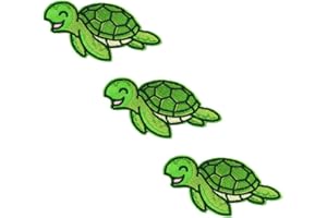 ROCKAPATCH Set of 3 Sea Turtle Embroidered Iron On Patches