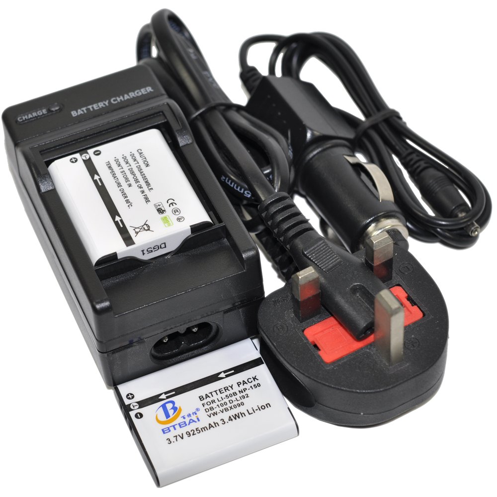 BTBAI 2x DB-100 Battery+Charger AC Wall Single For DB100 CX3 CX4 CX5 CX6 WG-2 WG-4 PX GR-3 GR3 Li-50B Digital Camera Battery Charger Adapter k1a