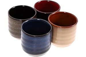 NAMOARLY 4pcs Japanese Style Retro Ceramic Tea Cup Set Bone China Tea Bowl Matcha Ceremonial Grade Cups