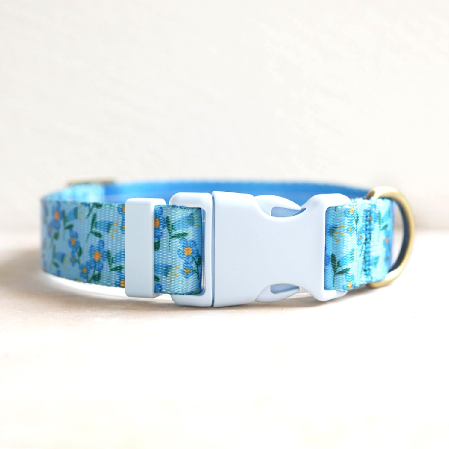 Petiry Blue Floral Dog Collar with Roland Pattern for Spring and Summer,Unique Design Dog Collar For Large Dogs Neck 49-55cm,Blue Roland,L