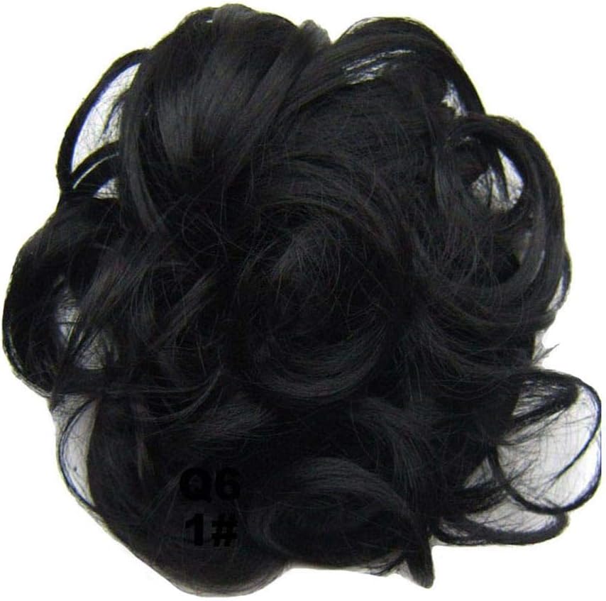 PrettyWit Scrunchie Scrunchy Bun Up Do Hair Piece Hair Ribbon Ponytail Extensions Wavy Curly-Black 1