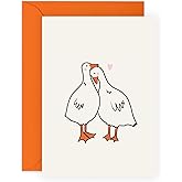 CENTRAL 23 Valentines Day Card - Boyfriend Birthday Card - Girlfriend Anniversary Card - Ducks In Love - Wedding Anniversary Card For Husband Wife - I Miss You Card - Comes With Fun Stickers