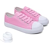 The Fashion Supply Classic Unisex Low-Top Canvas Sneakers – Boys Girls and Toddler Casual Lace-Up Shoes with Rubber Sole, Includes Extra White Shoelaces