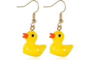 Funny Duck Earrings, Novelty Duckie Earrings Acrylic Dangle Drop Earrings Unique Personalized Cute Cartoon Style Lightweight 