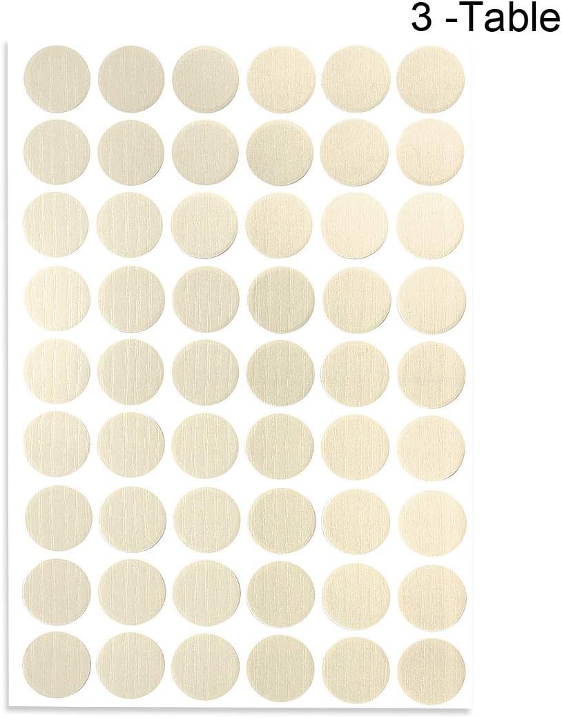 sourcing map Screw Hole Covers Stickers Textured Plastic Self Adhesive Stickers for Wood Furniture Cabinet 21mm Dia 162pcs in 3Sheet Thin Line White Relief - Image 3