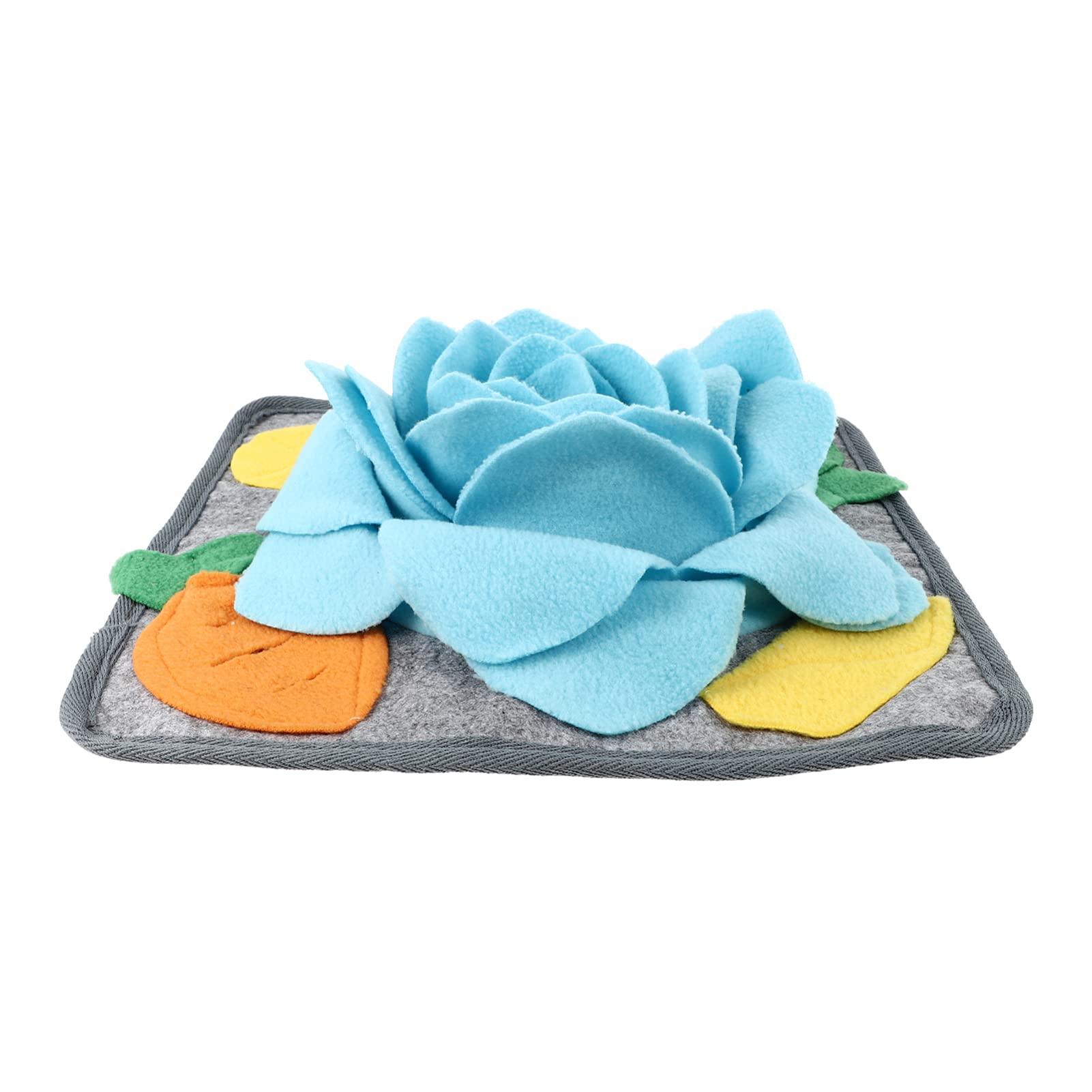POPETPOP Bunny Snuffle Mat for Relieve Stress Polar Fleeces Pet Feeding Mat Nosework Mat Non- Slip Puzzle Rabbit Toys for Encourages Foraging Skills Blue, 30X30X3CM