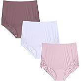Vanity Fair Women's High Waisted Underwear, Full Coverage Ladies Panties, Perfectly Yours Briefs, Nylon Lace - Poetic Purple/Plum Gorgeous/Star White, 10