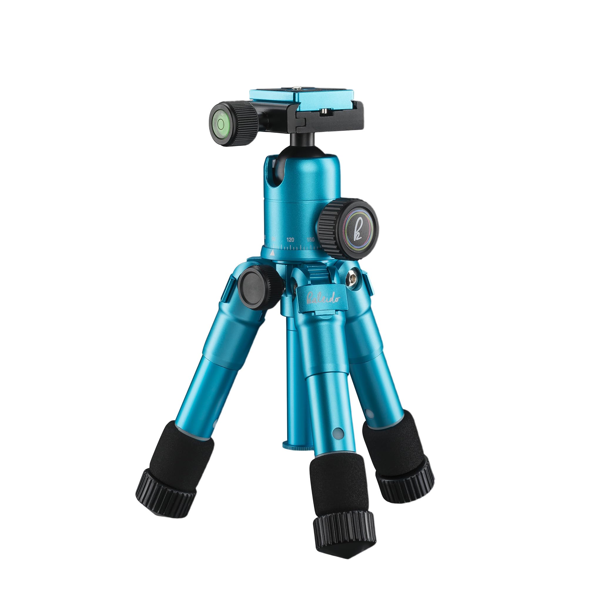 Mantona Kaleido Mini Photo/Table and Travel Tripod with Ball Head with Quick Release Plate and Carry Bag Metallic Ocean Blue