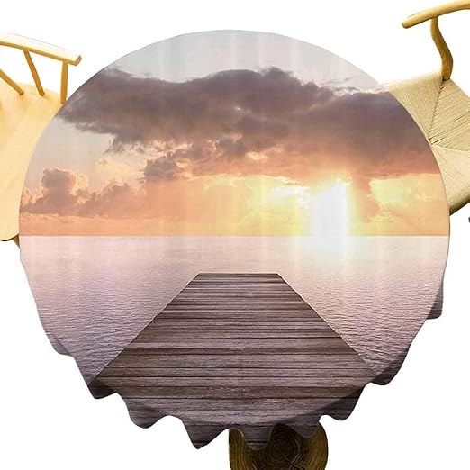 House Decor Collection Tischdecke aus Polyester, rund, Sonnenuntergang