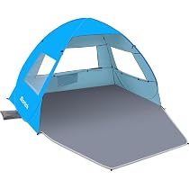 thumbnail image 2 of Beach Tent For 3-4 People, UPF50 Sun Shelter With Breathable 3 3-Door Green 2 of 9