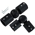 Window Corner Curtain Rod Connector Set of 2, Adjustable Curtains Rods Connector For Bay Windows Blinds With 3/4 inch Black Color