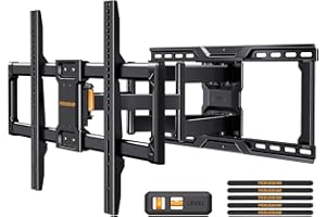 Perlegear UL-Listed Full Motion TV Wall Mount for 42–90 Inch TVs up to 150 lbs, Pre-Assembled TV Mount with Tool-Free Tilt, Swivel, Extension, Max VESA 600 x 400mm, 12″/16″/18″/24″ Wood Studs, PGLF16