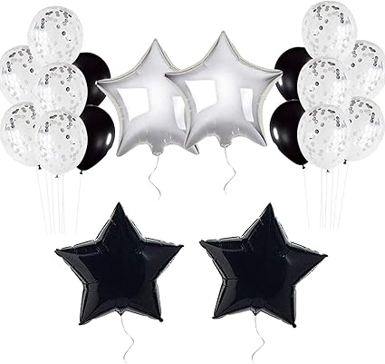 Amazon Com Haimimall Black Silver Balloons Decorations Star