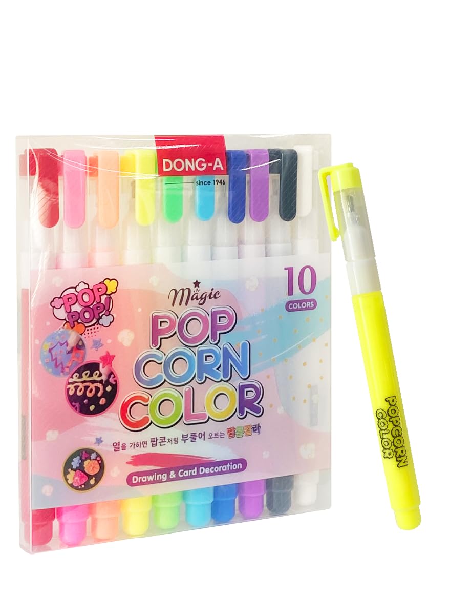 Photo 1 of ADDY & PLUSY Dong-A Magic Puffy Popcorn Color Pen 10 Colors 3D Decorating Cards,Drawing, Small Art