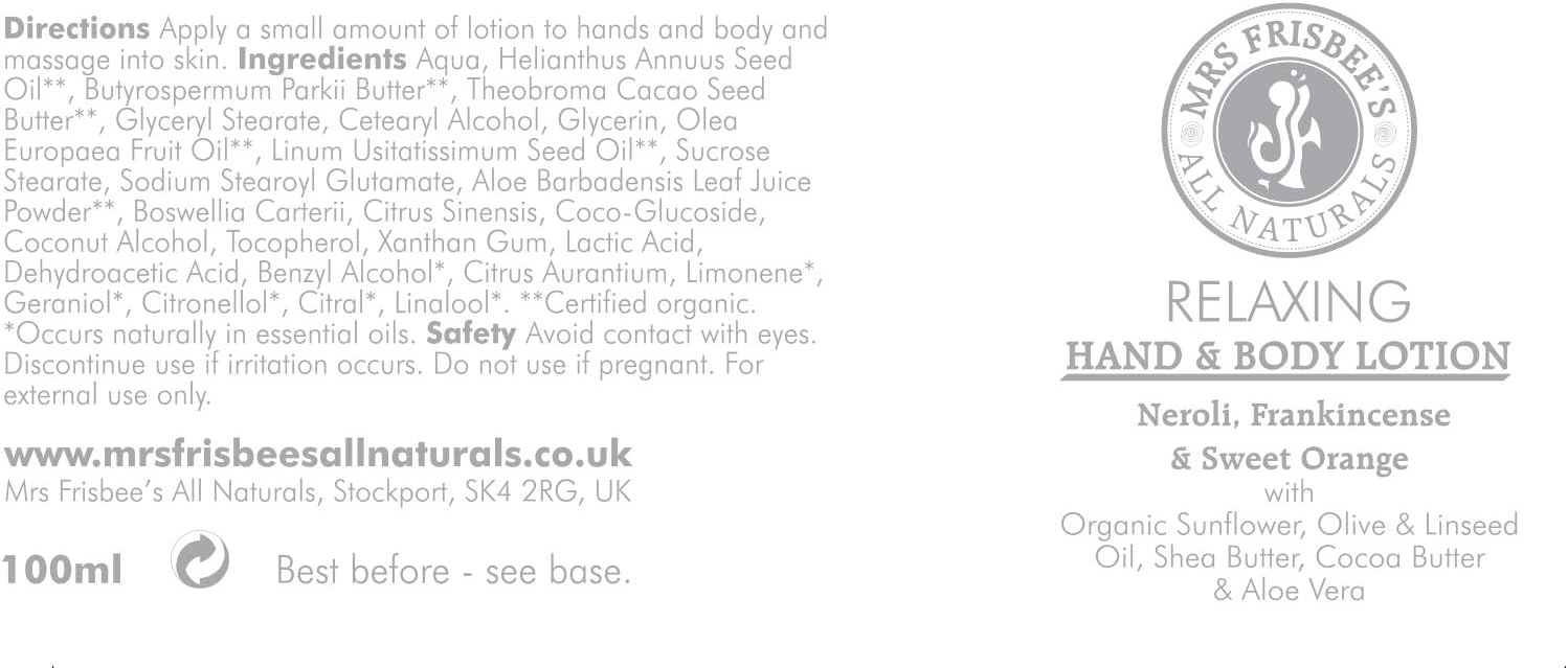 Relaxing Organic Hand and Body Lotion with Neroli, Frankincense and Sweet Orange Pure Essential Oils, Shea Butter - Image 4
