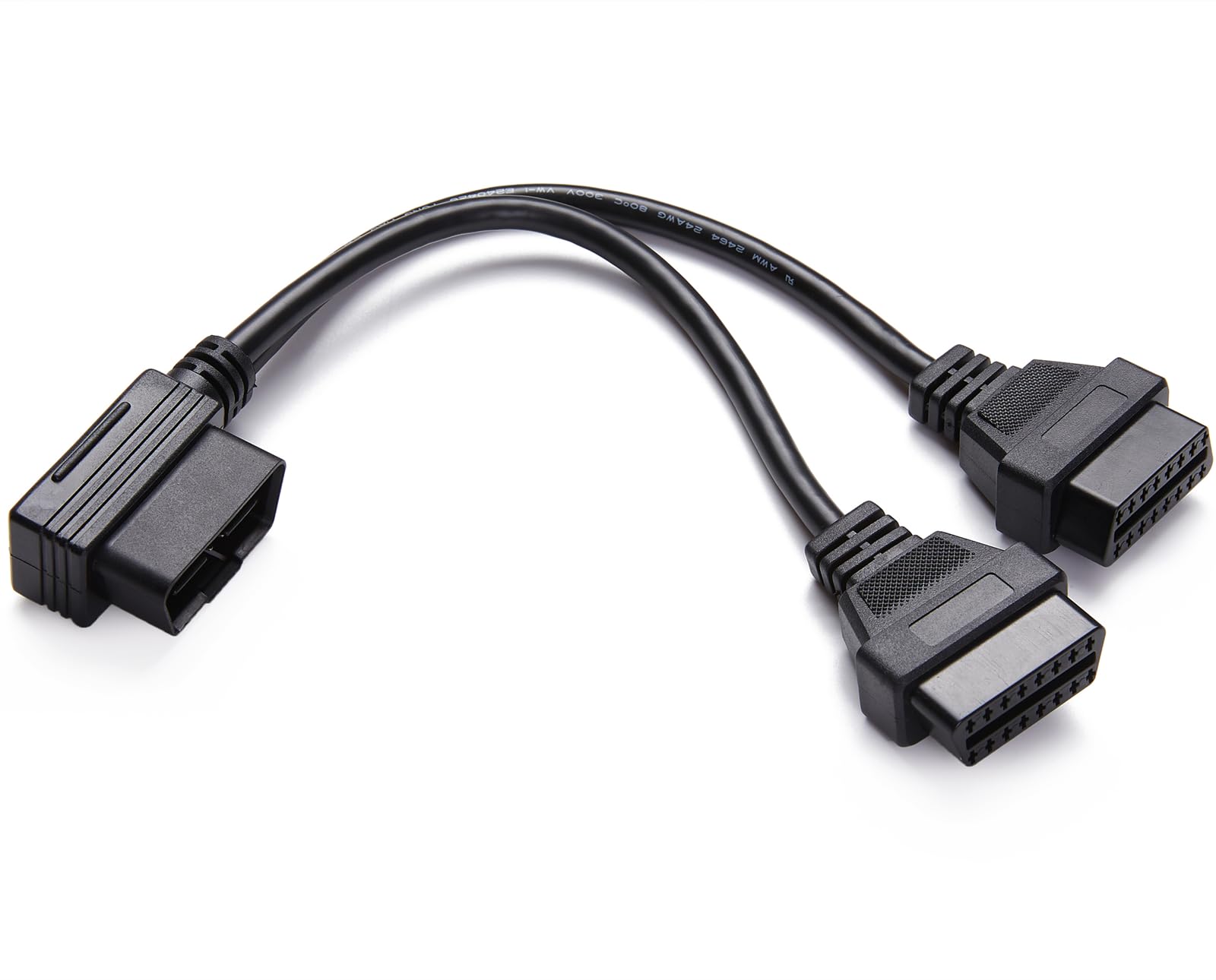 Photo 1 of Right Angle OBD2 Splitter Y Cable, bbfly-B20 OBDII 1 Male Splitter to 2 Female Extension Cable 1FT 30CM (1PACK)