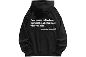 FCYOSO Dear Person Behind Me Hoodie for Men and Women Personalized Sweatshirt with Words on Back