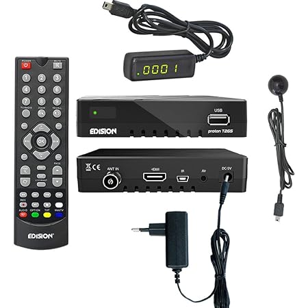 Edision proton T265 Full HD Hybrid DVB-T2 Kabel-Receiver FTA HDTV DVB-C/DVB-T2 H.265 HEVC inkl. externes 4 stelliges Display 