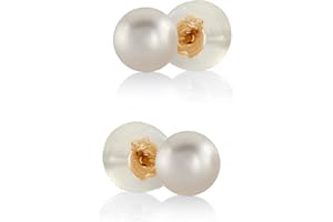 THE PEARL SOURCE White Japanese Akoya Pearl Stud Earrings for Women – Genuine Cultured Pearls, Hypoallergenic Jewelry with Secure 14k Gold Backing, Elegant Gift Box Included