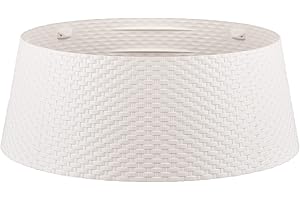 Tree Nest Christmas Tree Collar Round Christmas Tree Ring Skirt Base Cover Christmas Decorations for Xmas Tree Plastic Wicker 21" D(Medium, White)