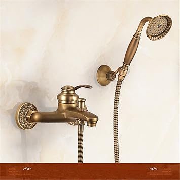 Qeeas Antique Bathtub Faucet Shower Set Copper Hot And Cold Shower
