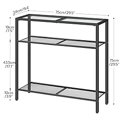HOOBRO 29.5" Narrow Console Table, 3-Tier Tempered