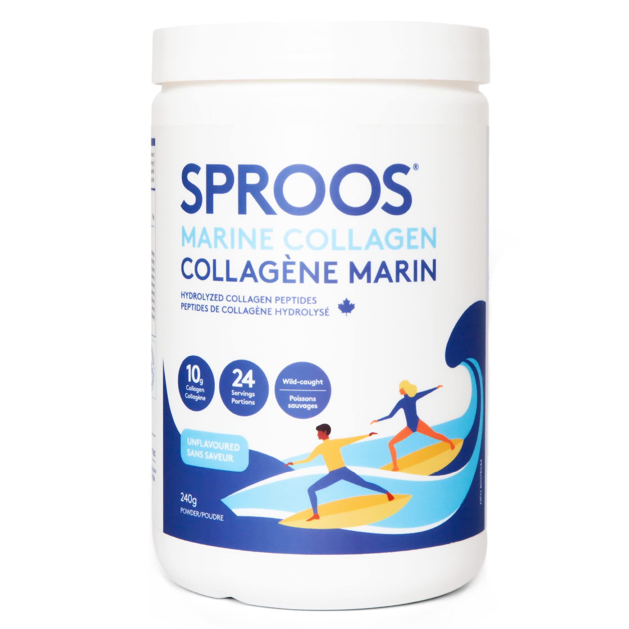SPROOS - Marine Collagen - Beverage Powder - Hydrolised Collagen Peptides - Healthy Hair, Skin & Nails - Unflavoured (No Fishy Taste) - 24-Day Supply - 240 g