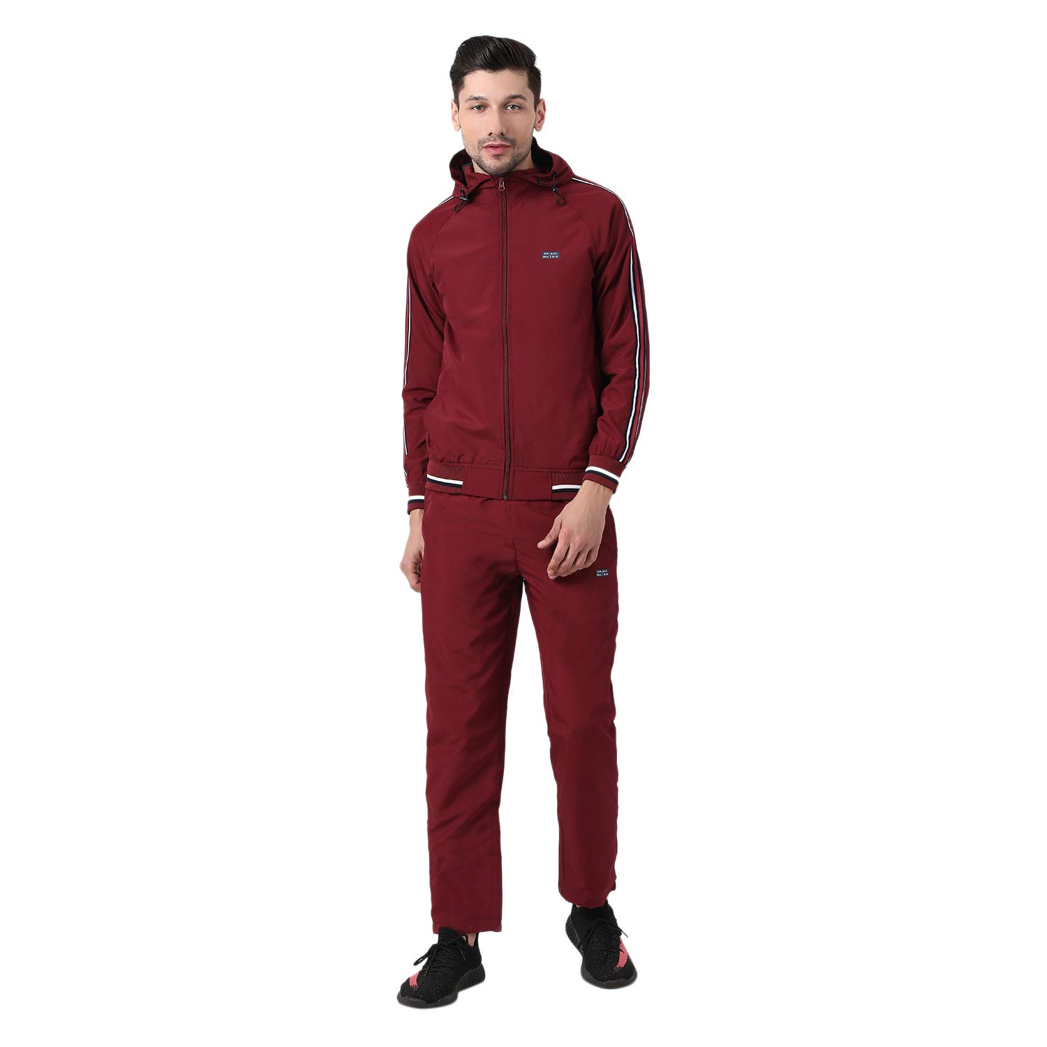 maroon colour tracksuit