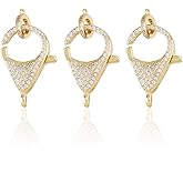 Hobbspring 3Pcs Brass Cubic Zirconia Lobster Claw Clasps 18K Gold Plated Jewelry Lobster Clasps Sparkle CZ Stone Clasp Hook with Jump Rings for Jewellery Making Necklace Bracelet DIY Craft