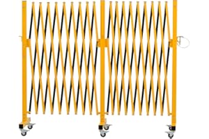 GYMTIME Industrial Expandable Metal Barricade, Safety Barrier with Casters, Flexible Mobile Gate, Adjustable Traffic Fence for Warehouse, Shopping mall, Garden, Yellow and Black, 18 Feet, 47 inch High