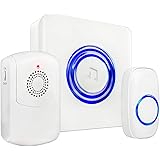 SadoTech Portable Vibrating Flashing Doorbell - Receiver Vibrates (with belt clip), Transmitter Button and Plugin Receiver Flashes for the Hearing Impaired, Model H (White)
