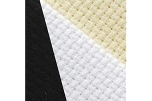 KCS 12" x 18" by 3 Pack 14CT Counted Cotton Aida Cloth Cross Stitch Fabric (White+Cream+Black)