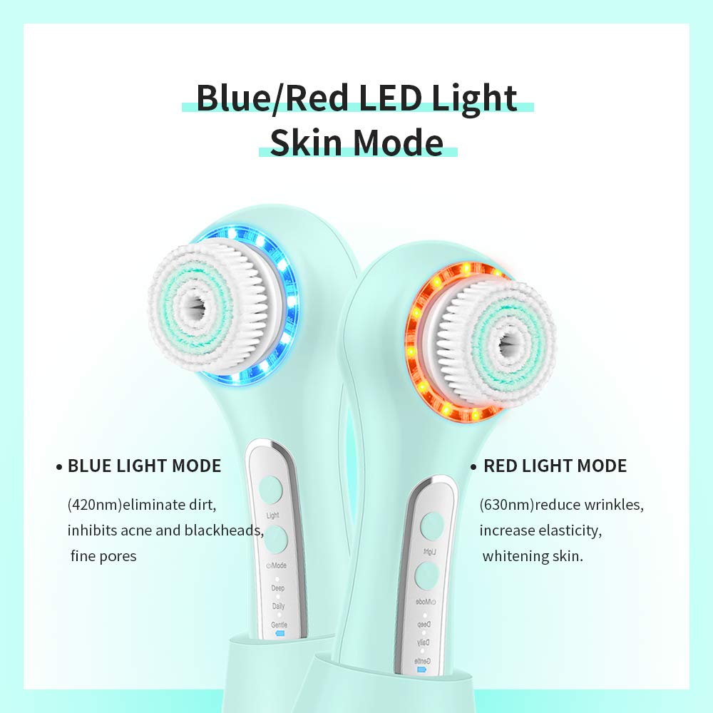 MALKERT Facial Cleansing Brush with 5 Brush Heads, 3 Modes Skin Care Brush Device, Electric Rechargeable Waterproof Face Spin Brush, Massager for Deep Cleansing and Scrubbing, Exfoliating: Beauty