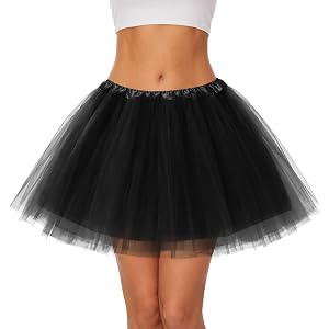 Tutu for Women Adults - 4 Layers Puffy Tutu Skirt 80s Outfit for Women Halloween Christmas Rave Costumes Running Tutus
