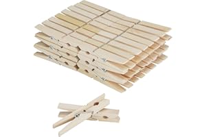 KTOJOY Wooden Clothes Pins,50 Pack, 2.9 Inch, Large Natural Birchwood Rust, Moisture Resistant Clothes Pegs, Heavy Duty Clothespins,Clothes Pins for Craft, Clips for Pictures