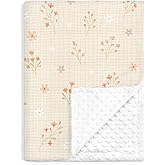 Floral Baby Blankets for Girls, Soft Nursery Minky Blankets with Muslin and Dotted Fleece Back 30x40 inches, Receiving Bed Quilt for Newborn, Infants, Toddlers