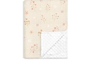 SANDJEST Floral Baby Blankets for Girls, Soft Nursery Minky Blankets with Muslin and Dotted Fleece Back 30x40 inches, Receiving Bed Quilt for Newborn, Infants, Toddlers
